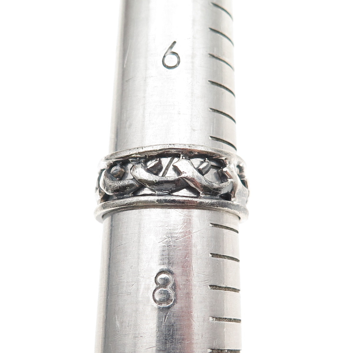 925 Sterling Silver Vintage Dolphin Oxidized Band Ring Size 7.25