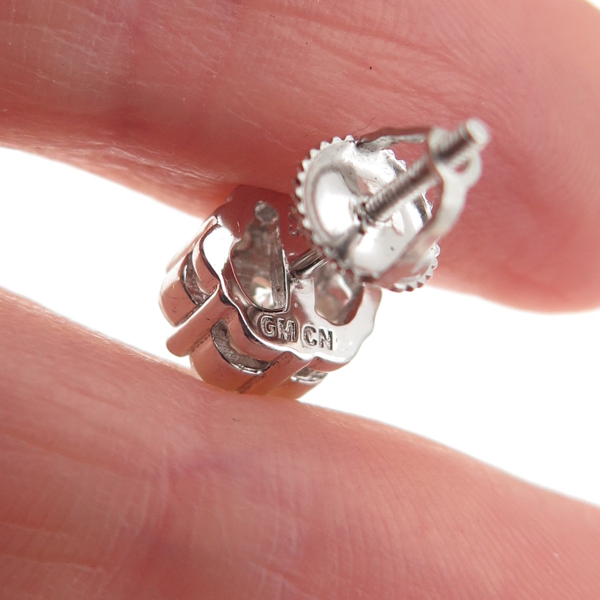 925 Sterling Silver Round-Cut C Z Stud Earrings