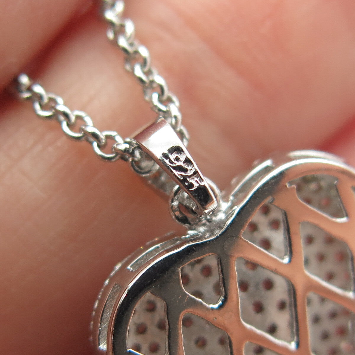 925 Sterling Silver Round-Cut C Z Heart Cable Chain Necklace 16"