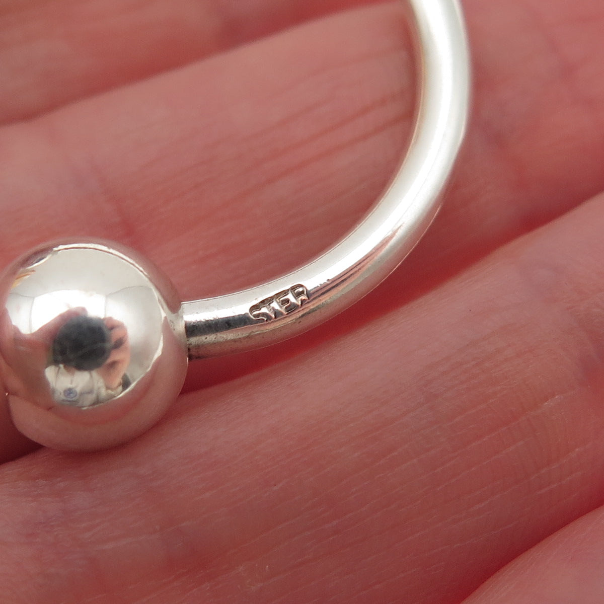 925 Sterling Silver Vintage Screw Ball Key Ring