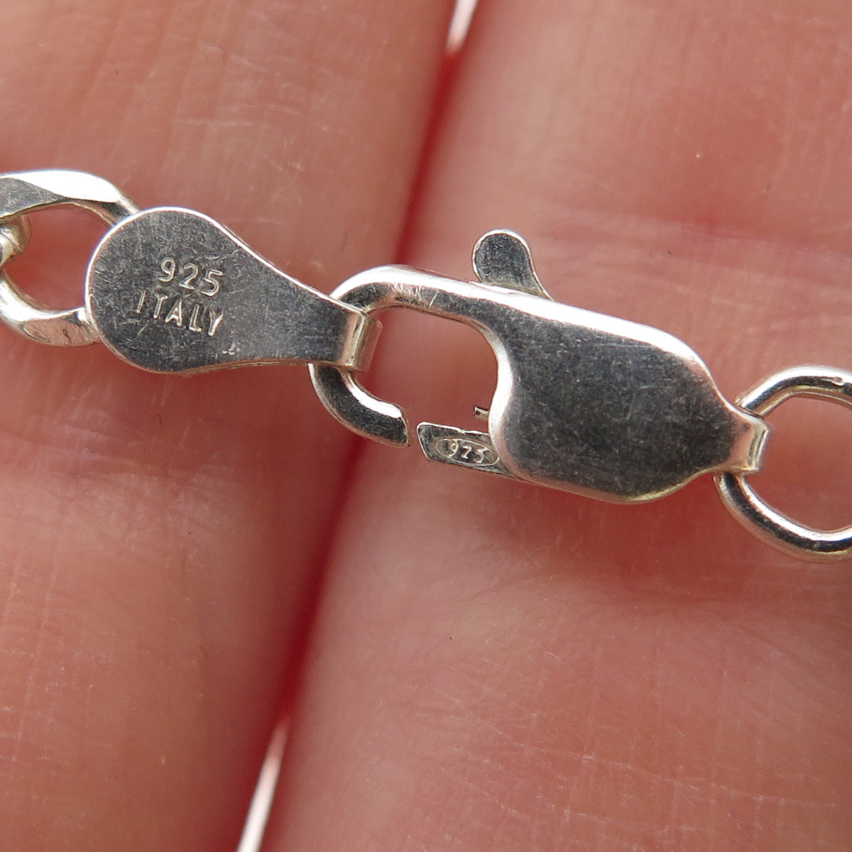 925 Sterling Silver Vintage Italy Figaro Chain Necklace 20"