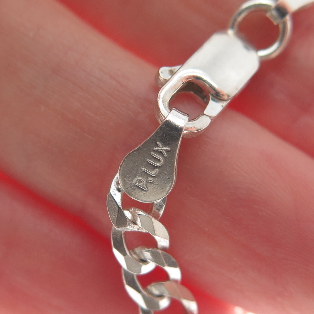 P. LUX 925 Sterling Silver Italy Curb Link Bracelet 7"