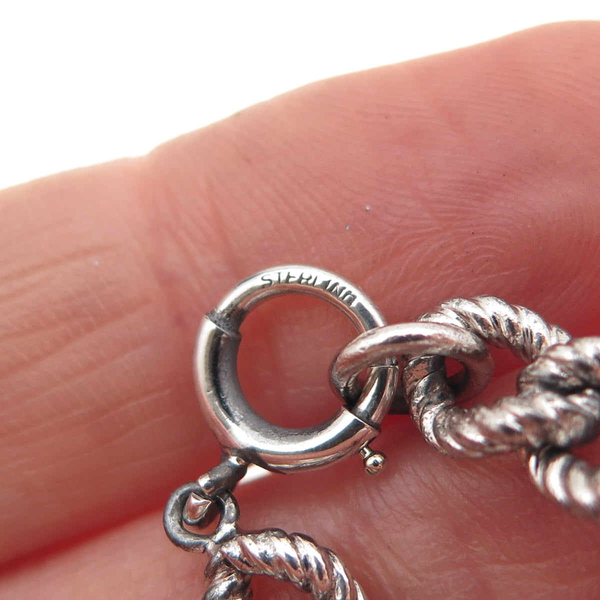 925 Sterling Silver Antique Art Deco Oxidized Curb Link Bracelet 7.5"