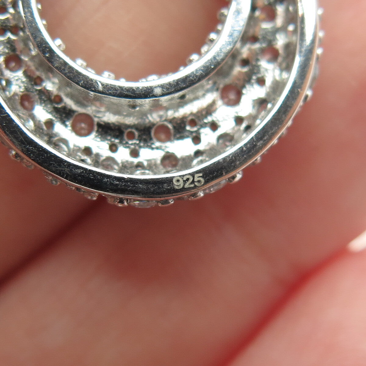 925 Sterling Silver Round-Cut C Z Crescent Dangling Earrings