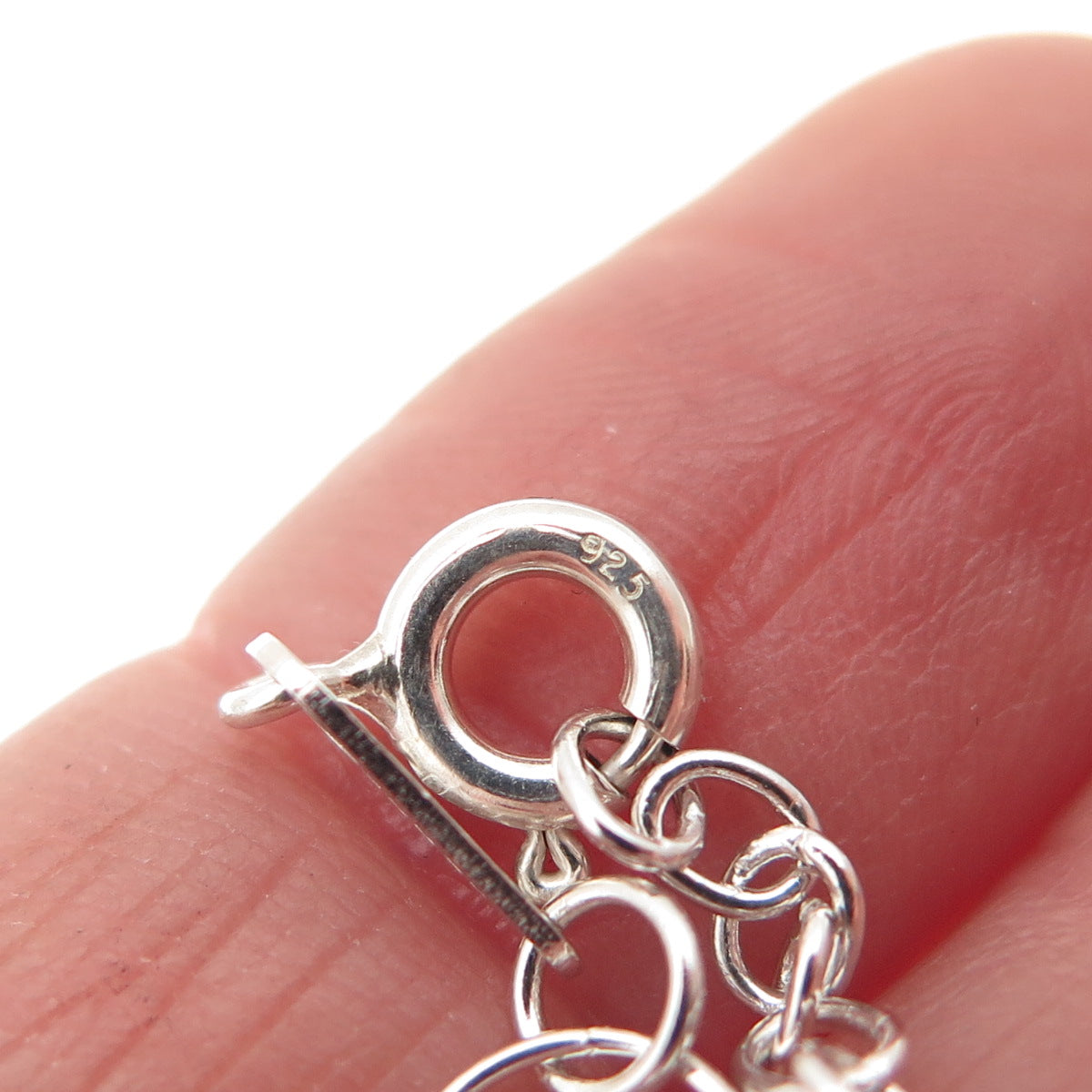 925 Sterling Silver Vintage Beaded Circle Chain Necklace 12-16"