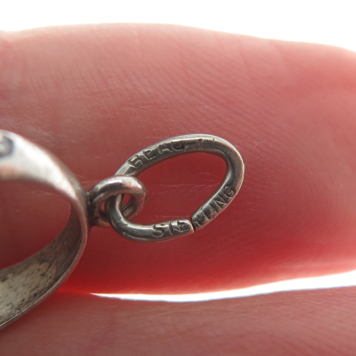 BEAU 925 Sterling Vintage Rhinestone Highland Springs HS Ring Mini Charm Pendant