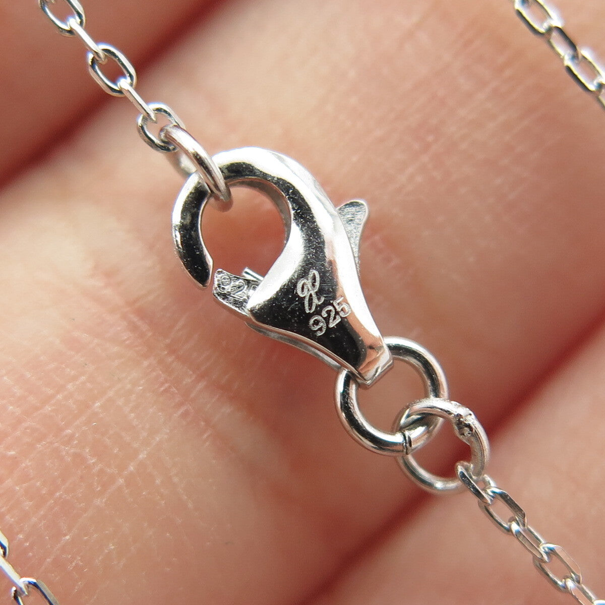 925 Sterling Silver Round-Cut C Z Letter "S" Initial Cable Chain Necklace 16-18"