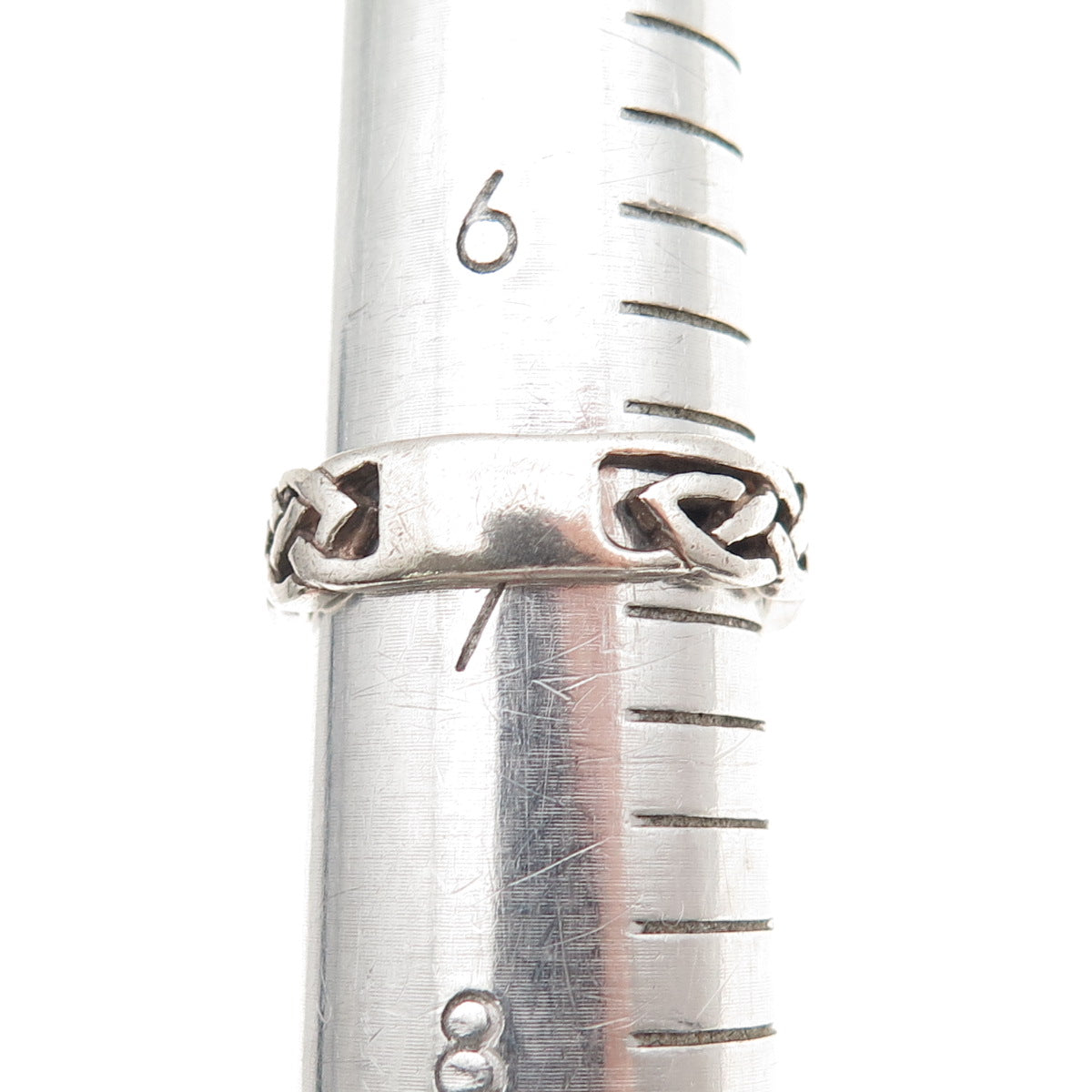 925 Sterling Silver Vintage Dublin Celtic Knot Oxidized Band Ring Size 7