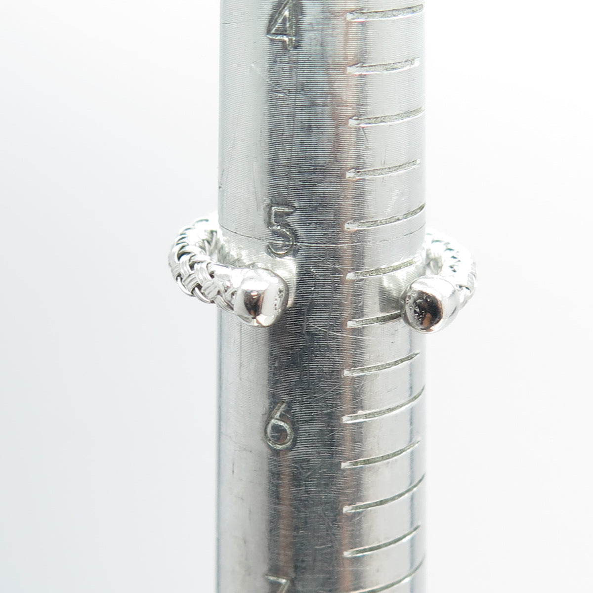 925 Sterling Silver Diamond Glass Evil Eye Heart Woven Adjustable Ring Size 5.5