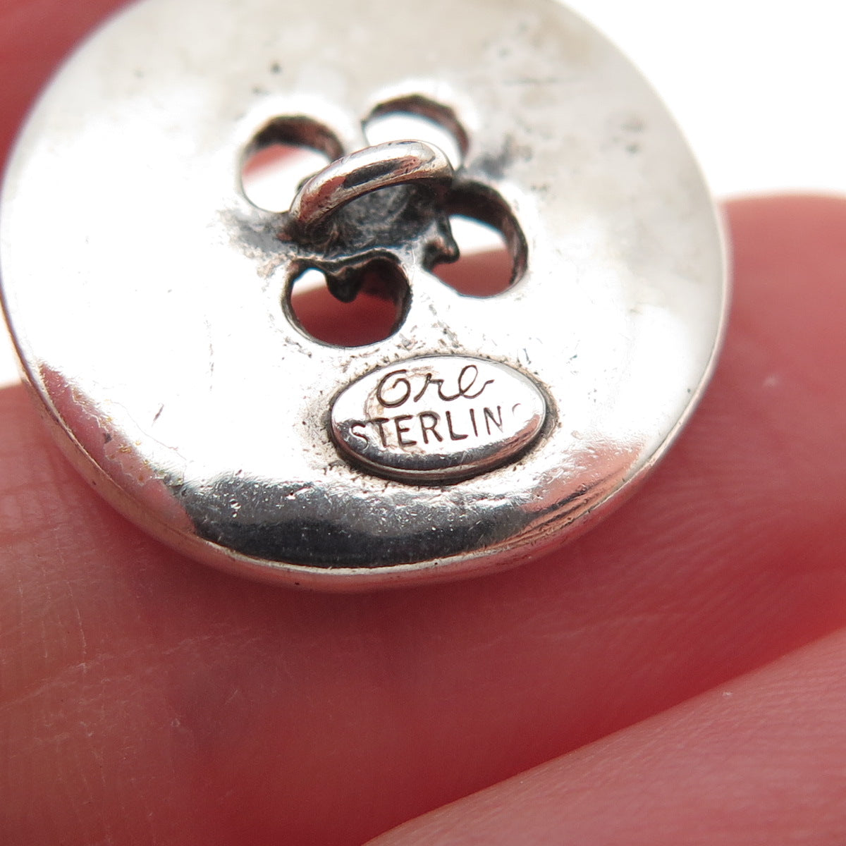 Otto Robert Bade 925 Sterling Silver Vintage Oxidized Button