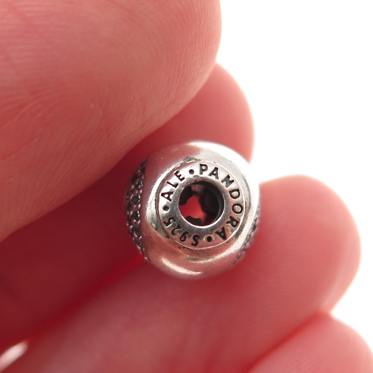 Pandora 925 Sterling Silver C Z Essence Happiness Slide Bead Charm