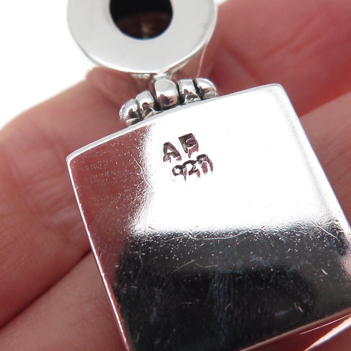 925 Sterling Silver Vintage Real Smoky Quartz Floral Oxidized Pendant