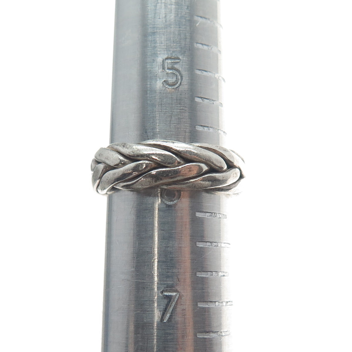 925 Sterling Silver Vintage Wicker Band Ring Size 6