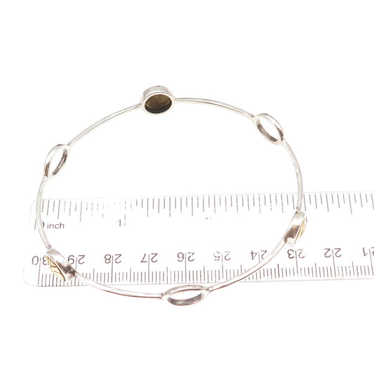 Silpada 925 Sterling Silver 2-Tone Vintage Station Bangle Bracelet 8.25"