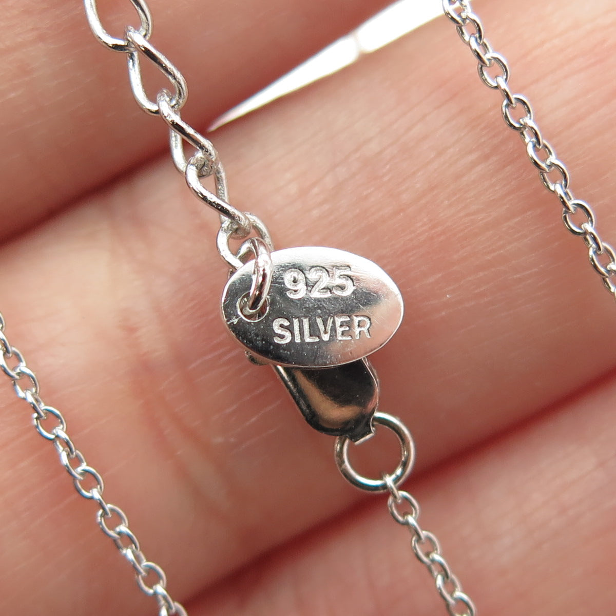 925 Sterling Silver Cushion-Cut Shaped C Z Rolo Chain Necklace 18"