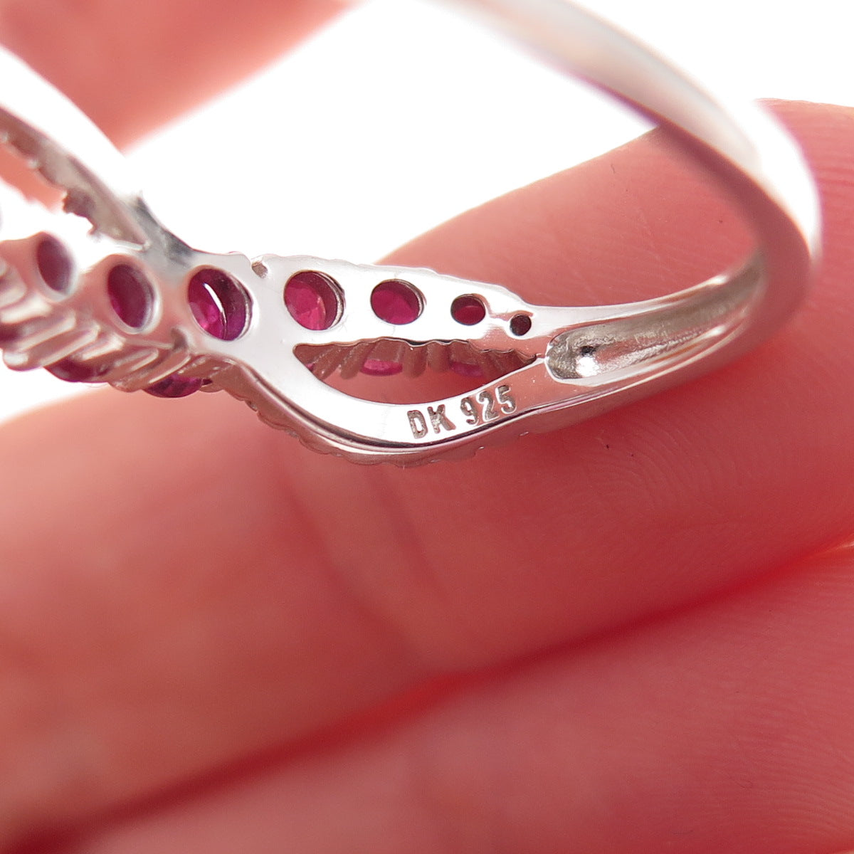 925 Sterling Silver Real Ruby & White Topaz Infinity Hoop Earrings
