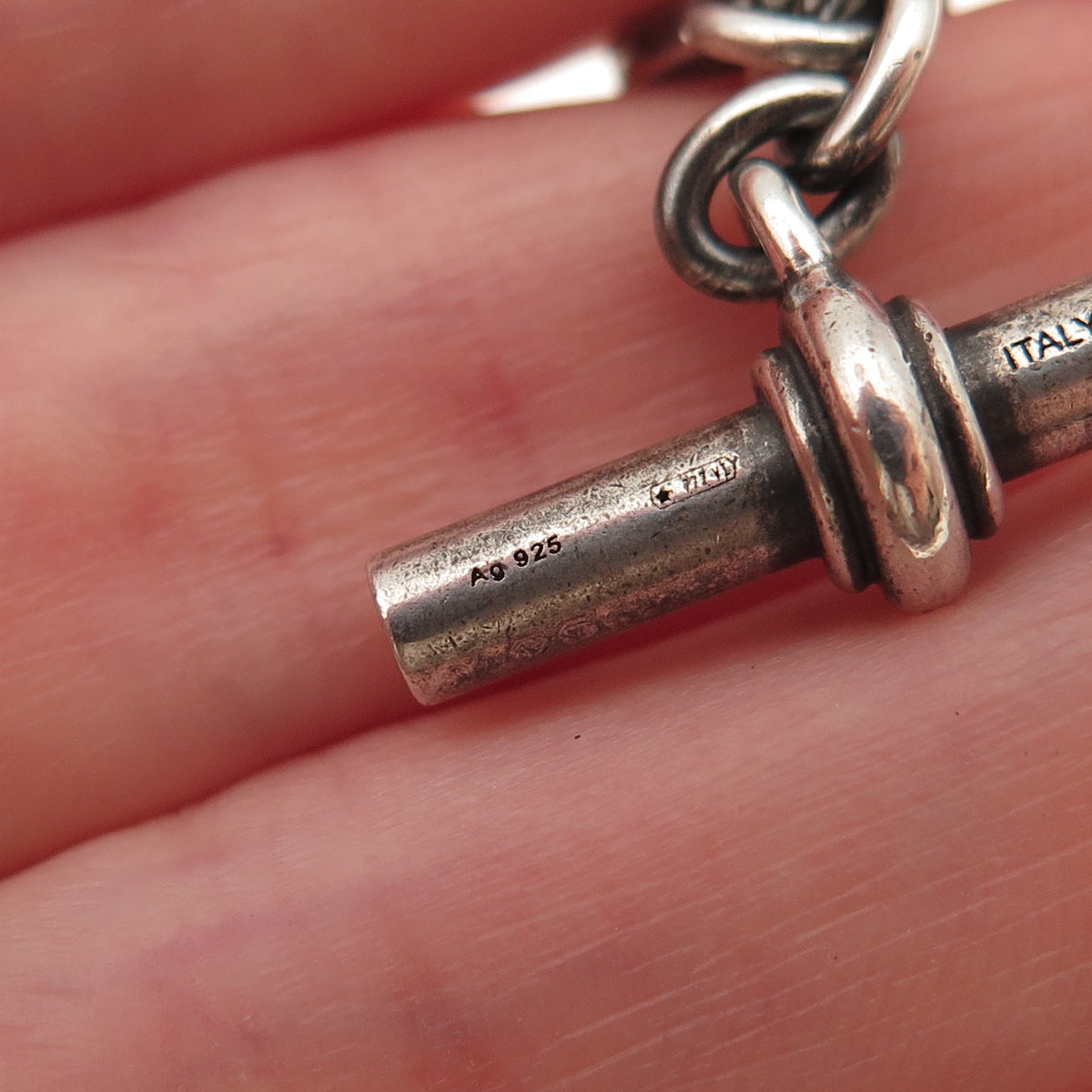 Bottega Veneta 925 Sterling Silver Vintage T-Bar Necklace Lock Clasp Extender