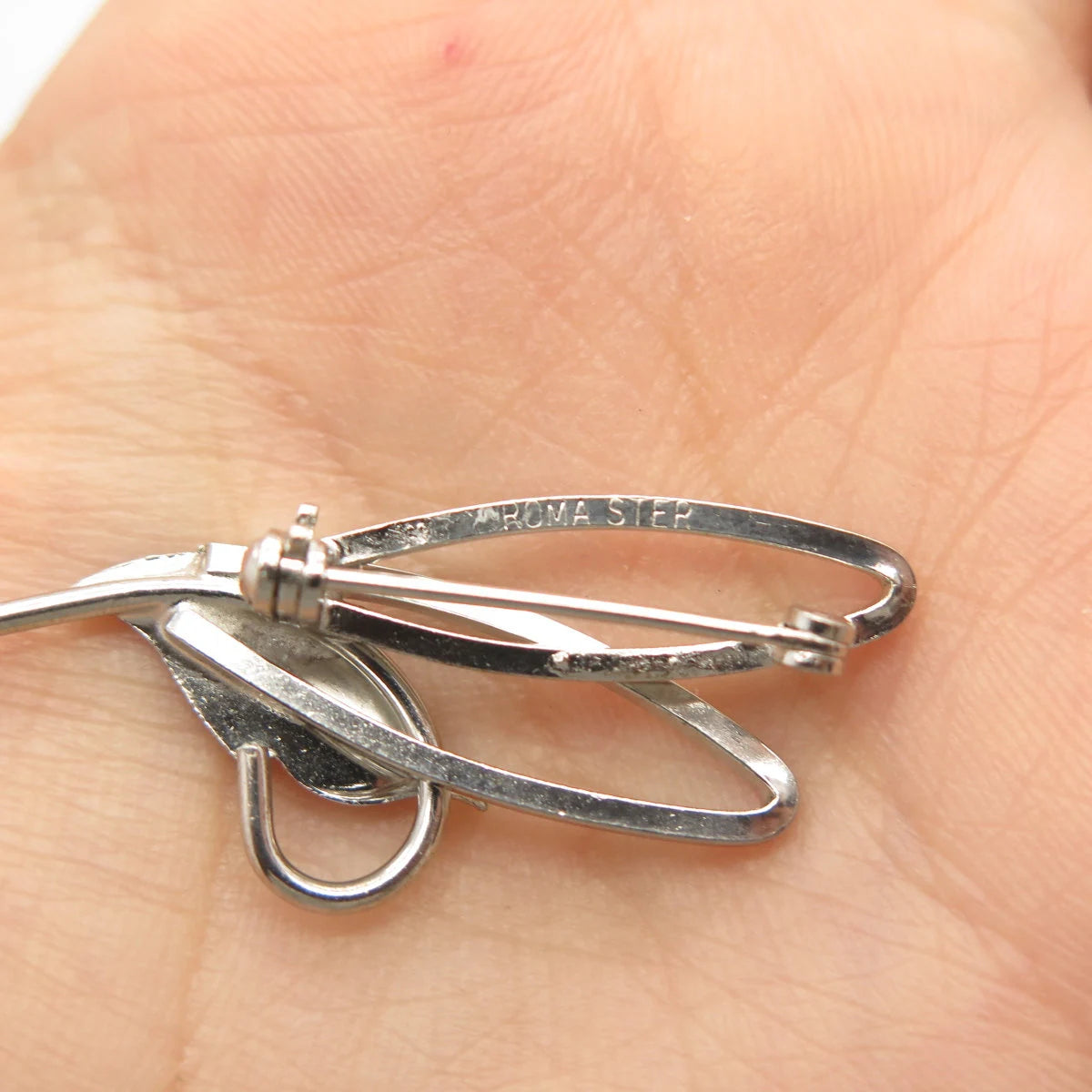 925 Sterling Silver Vintage Roma Leaf Modernist Pin Brooch