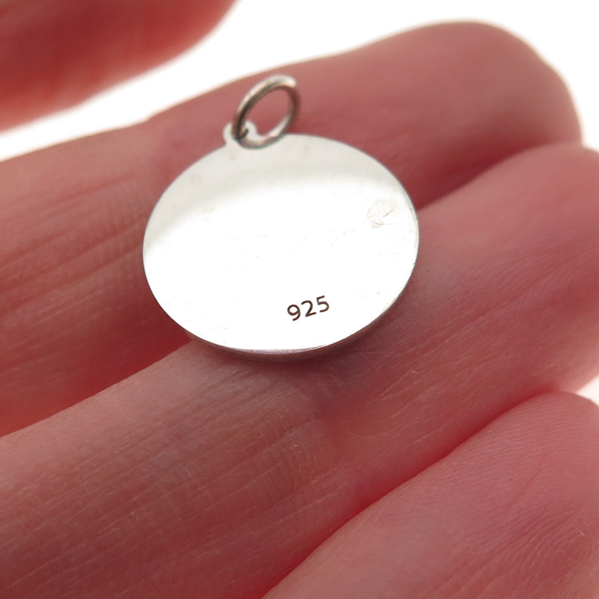 925 Sterling Silver Yellow Enamel Dead Face Emoji Round Tag Mini Charm Pendant