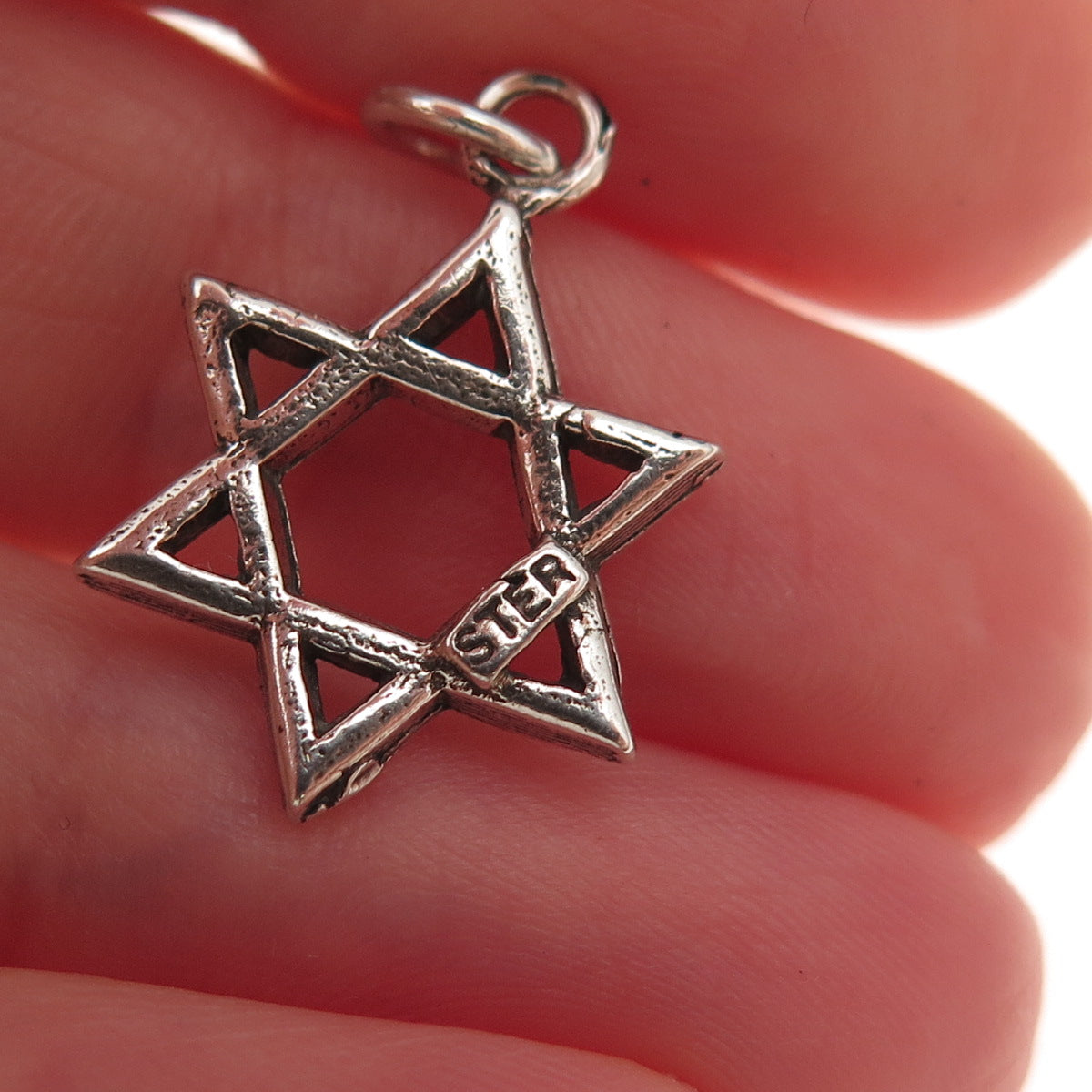 925 Sterling Silver Vintage Star of David Oxidized Charm Pendant