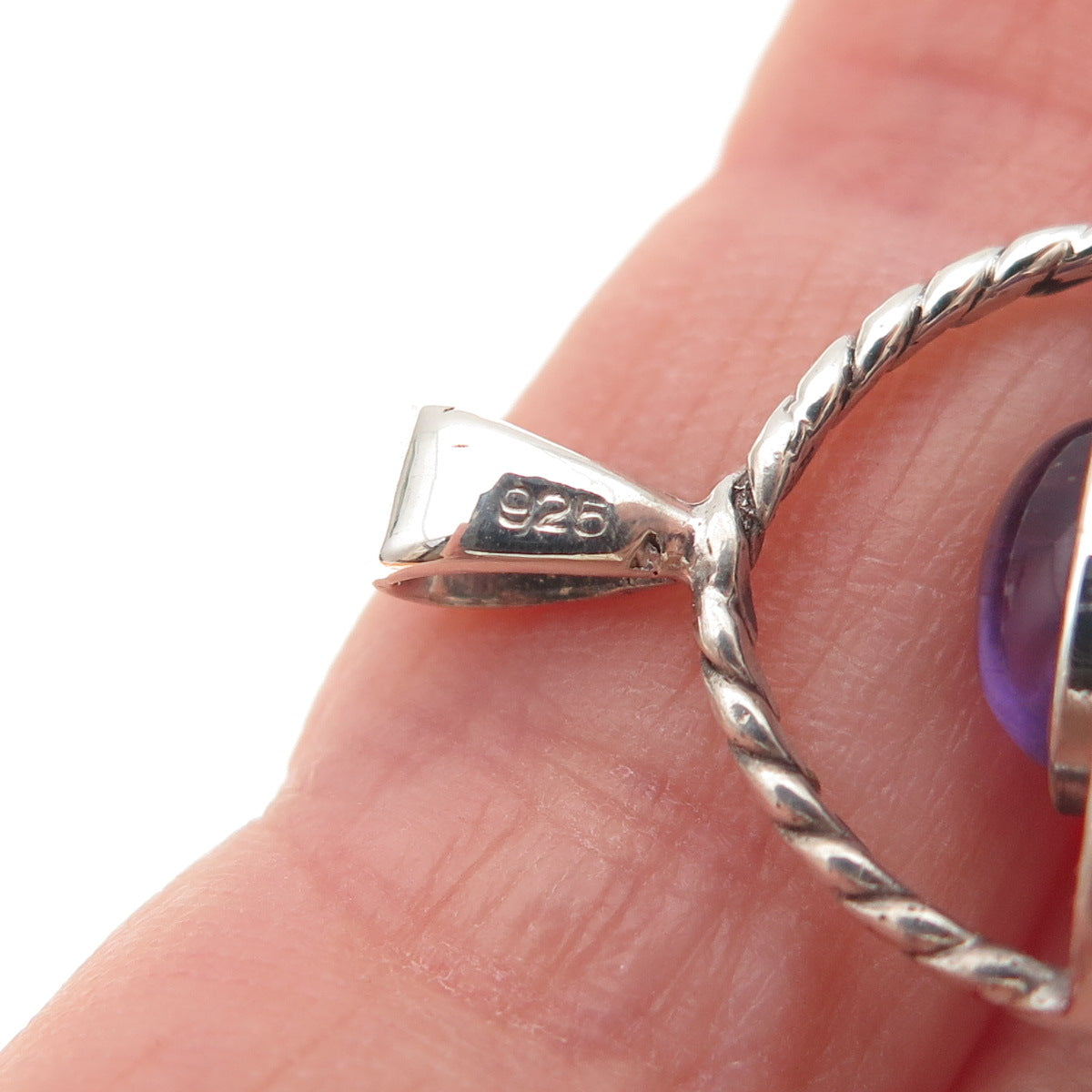 925 Sterling Silver Vintage Real Rhodonite & Amethyst Floral Charm Pendant