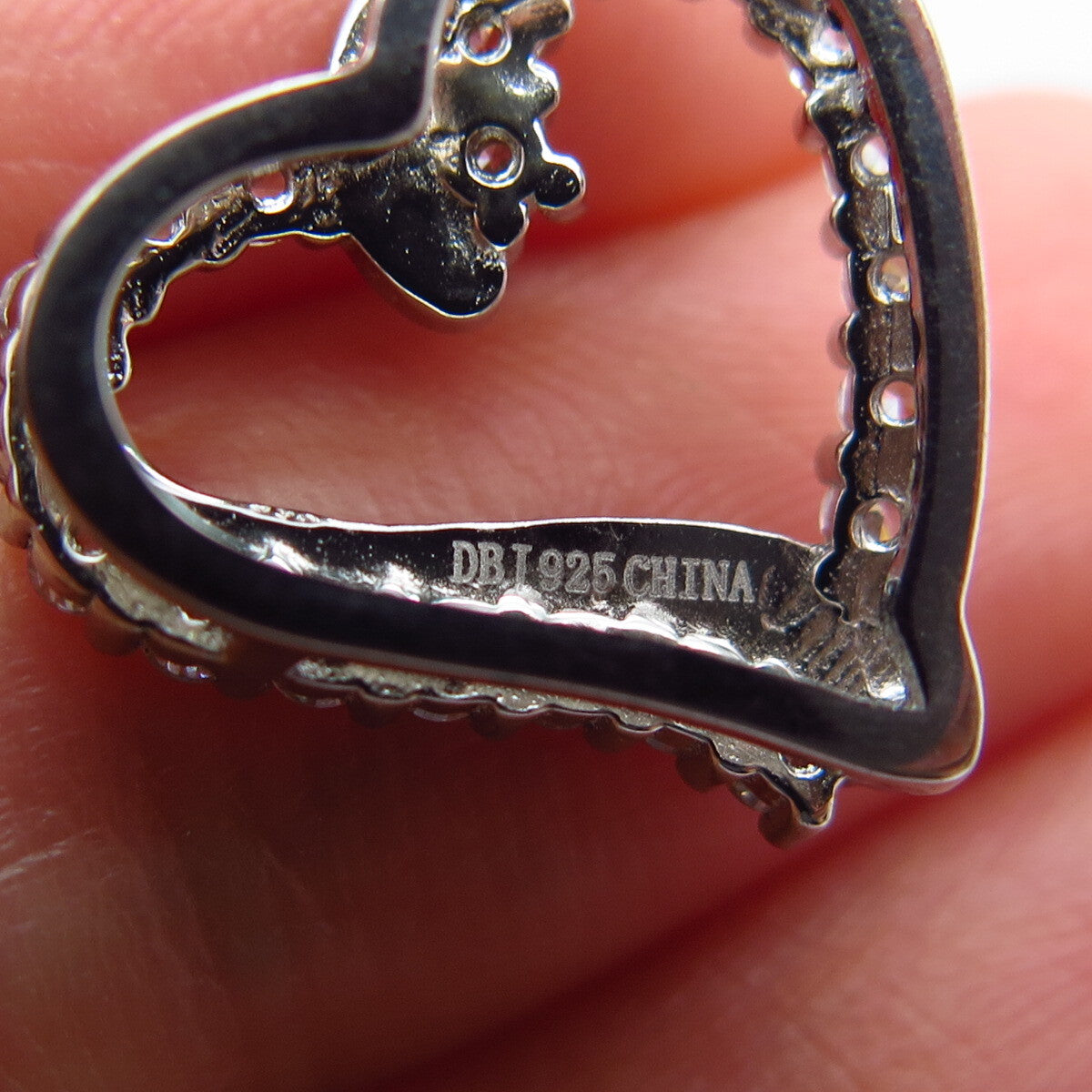 925 Sterling Silver C Z Open Heart Slide Pendant
