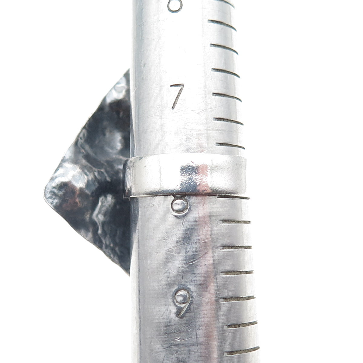 925 Sterling Vintage Modernist Hammered Square Oxidized Statement Ring Size 8