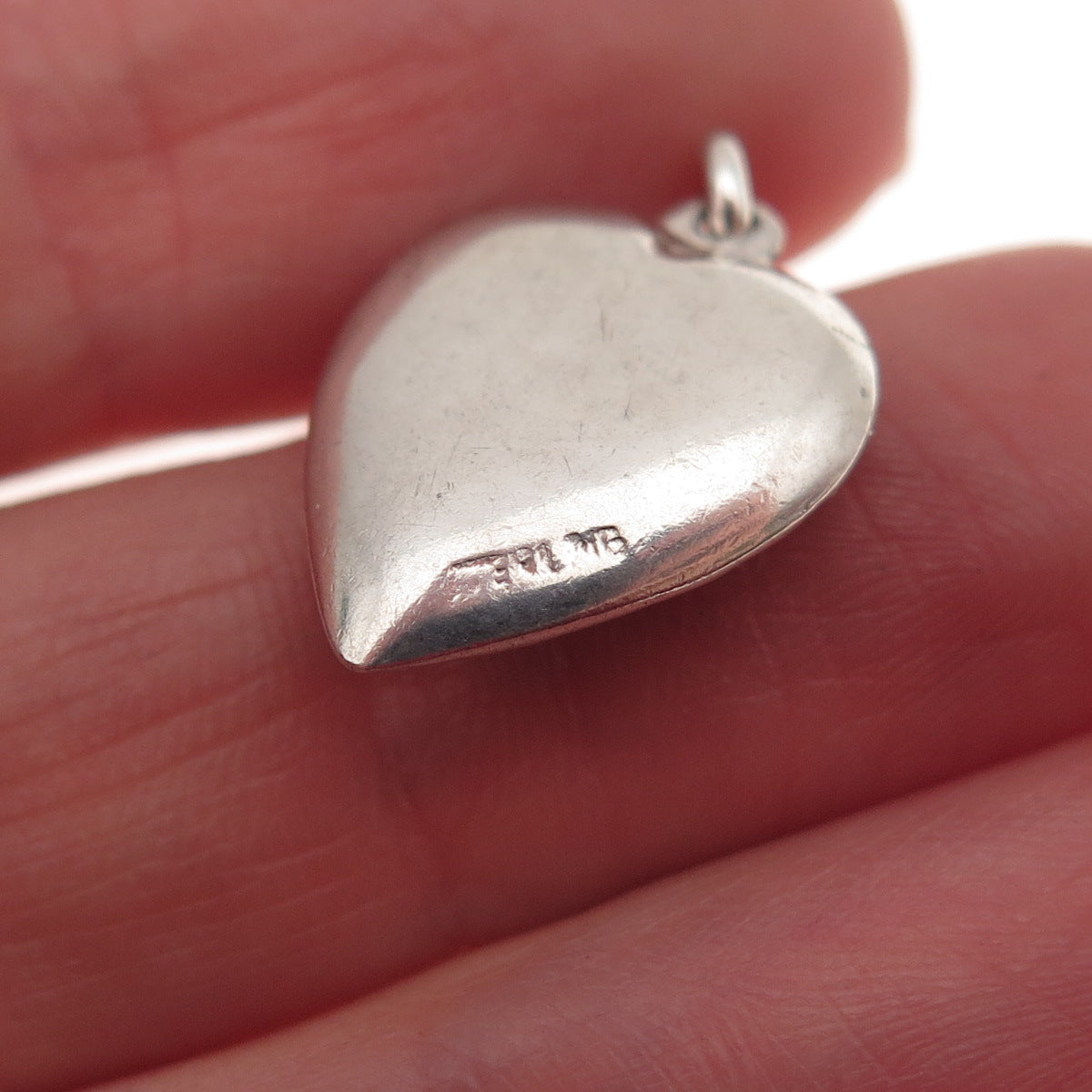 925 Sterling Silver Antique Art Deco Enamel Bow Chatelaine Heart Mini Pendant