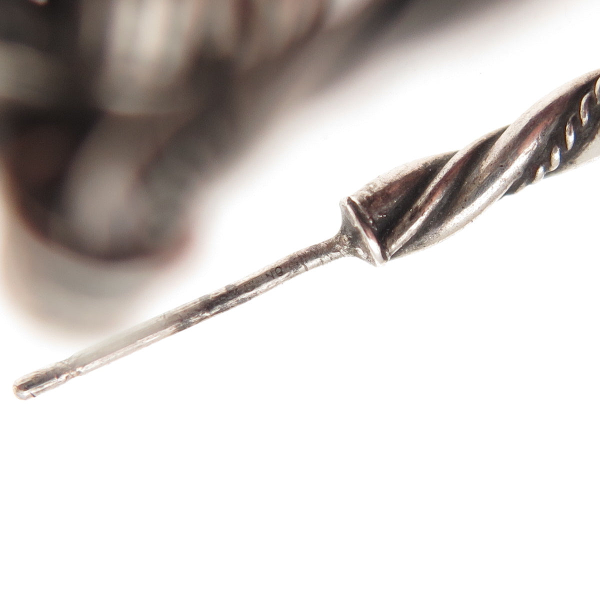 925 Sterling Silver Vintage Modernist Ball Charm Oxidized Hoop Earrings