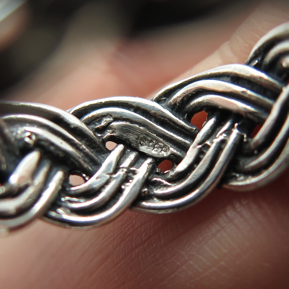 925 Sterling Silver Vintage Wicker Band Ring Size 6.75