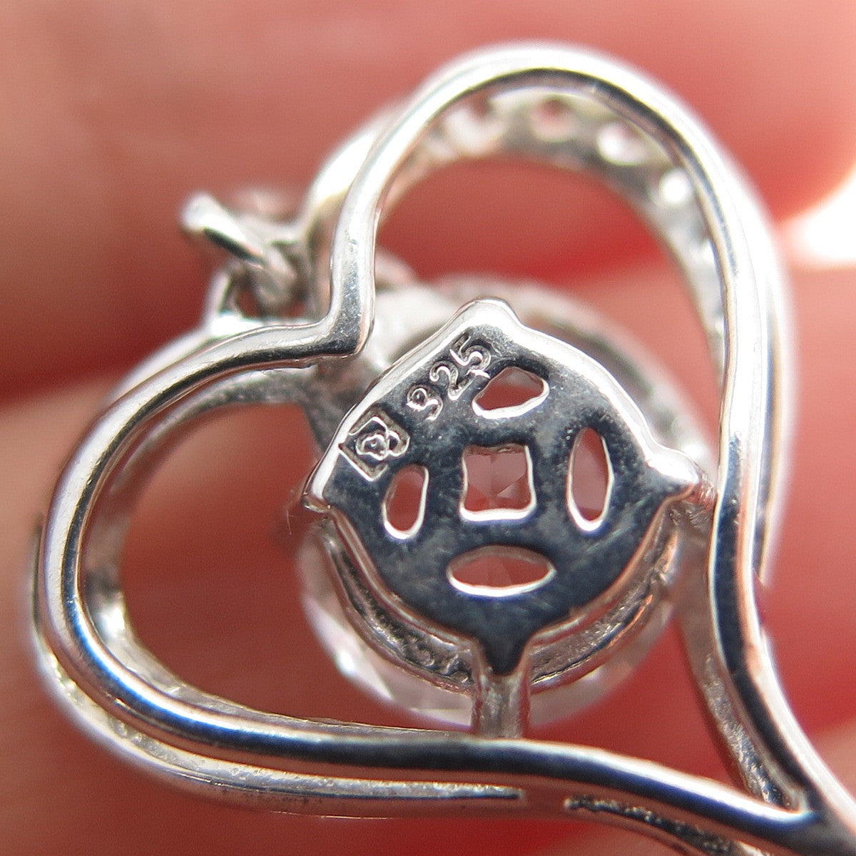 MICHELLE ALBALA 925 Sterling Silver Real White Topaz Heart Charm Pendant