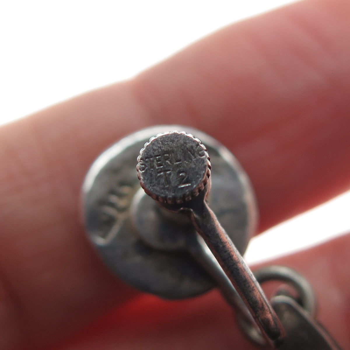 925 Sterling Silver Vintage Mexico Aztec Dancer Oxidized Screw Back Earrings