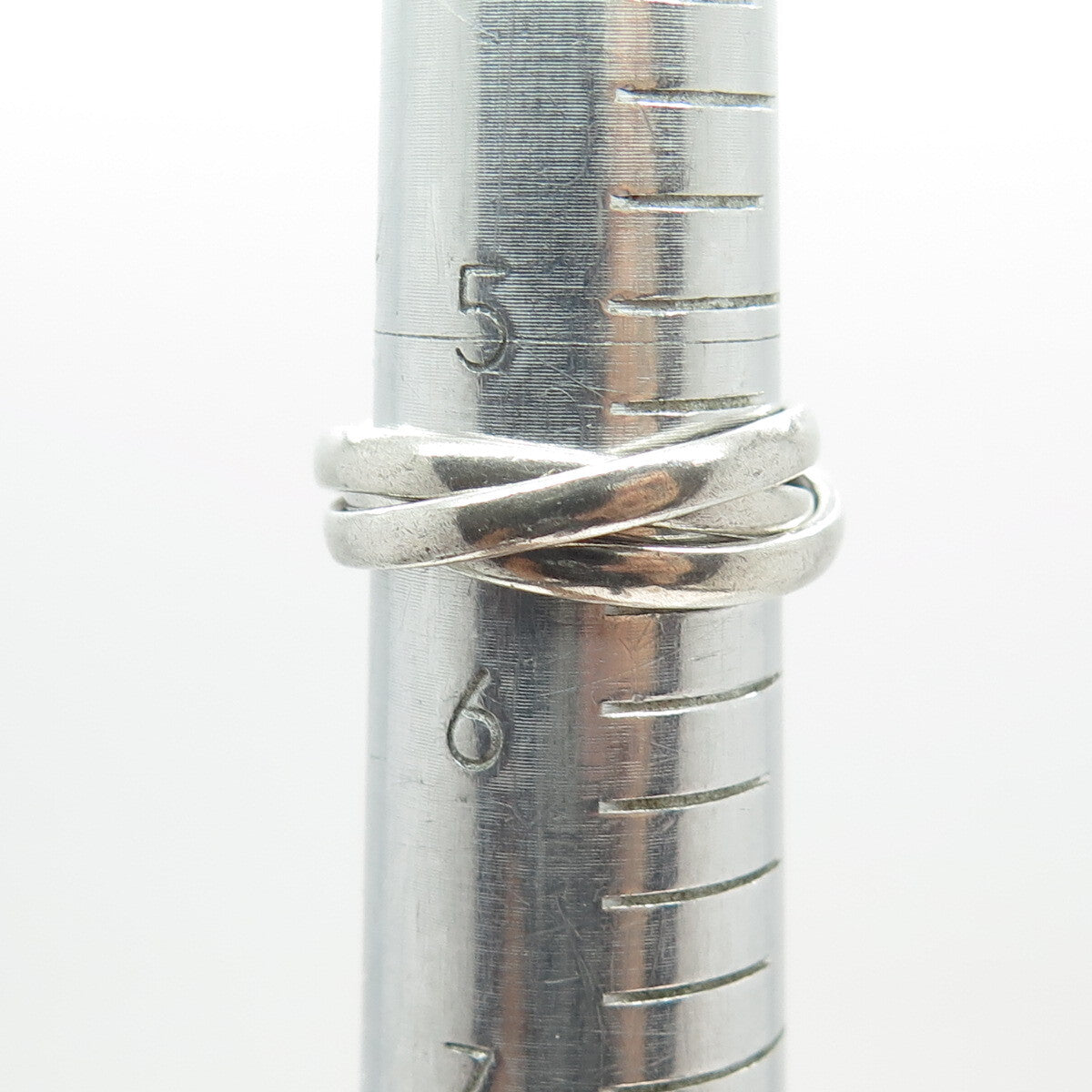925 Sterling Silver Vintage Mexico Interlocked Trinity Oxidized Ring Size 5.75