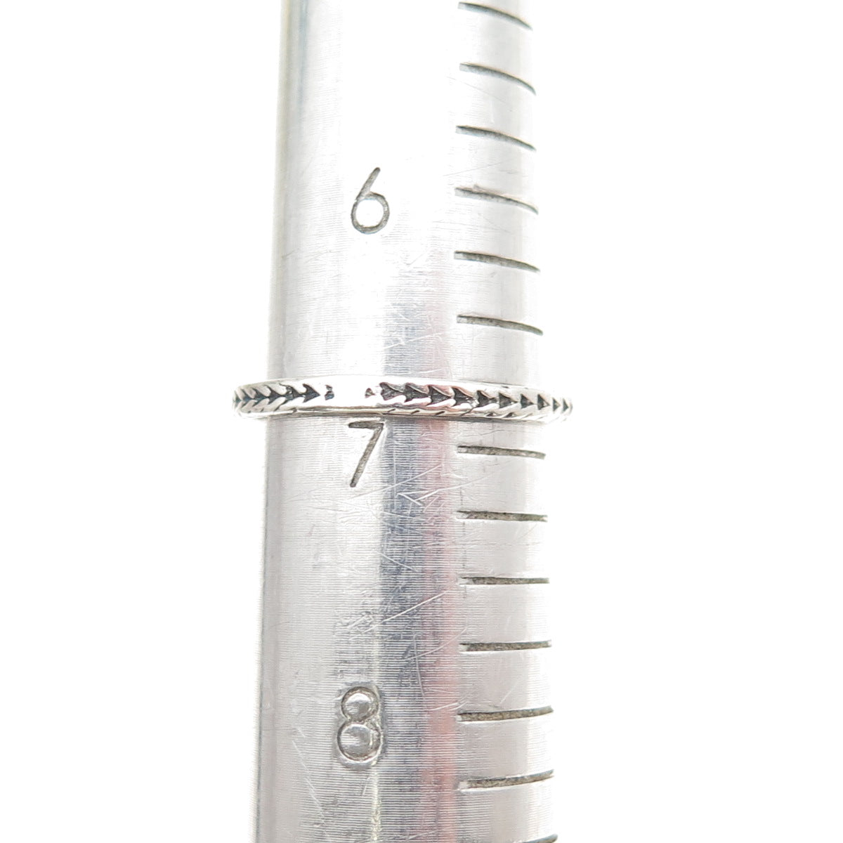 925 Sterling Silver Vintage Spiga Link Stackable Oxidized Band Ring Size 7