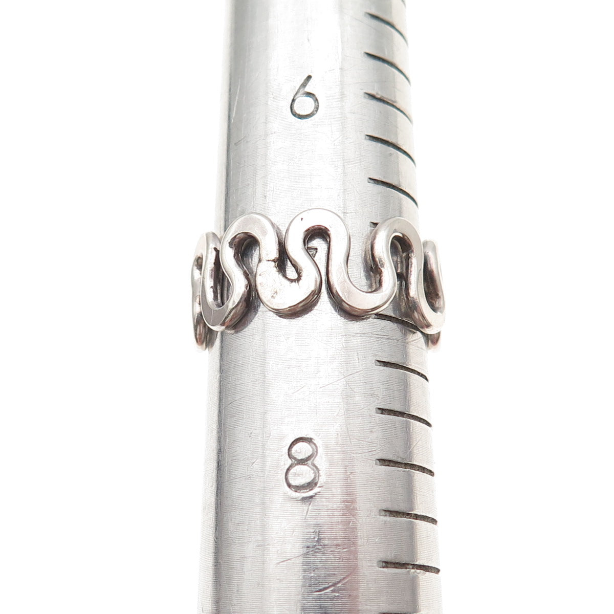 925 Sterling Silver Vintage Zig Zag Oxidized Ring Size 7.25