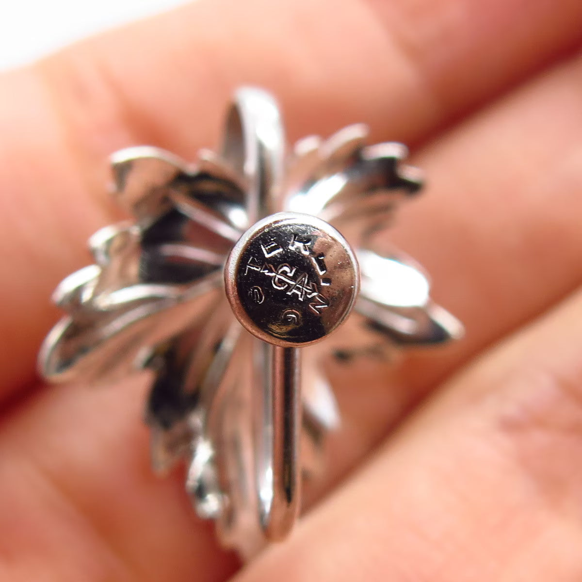 925 Sterling Silver Vintage Carl Art Grape Leaf Screw Back Earrings