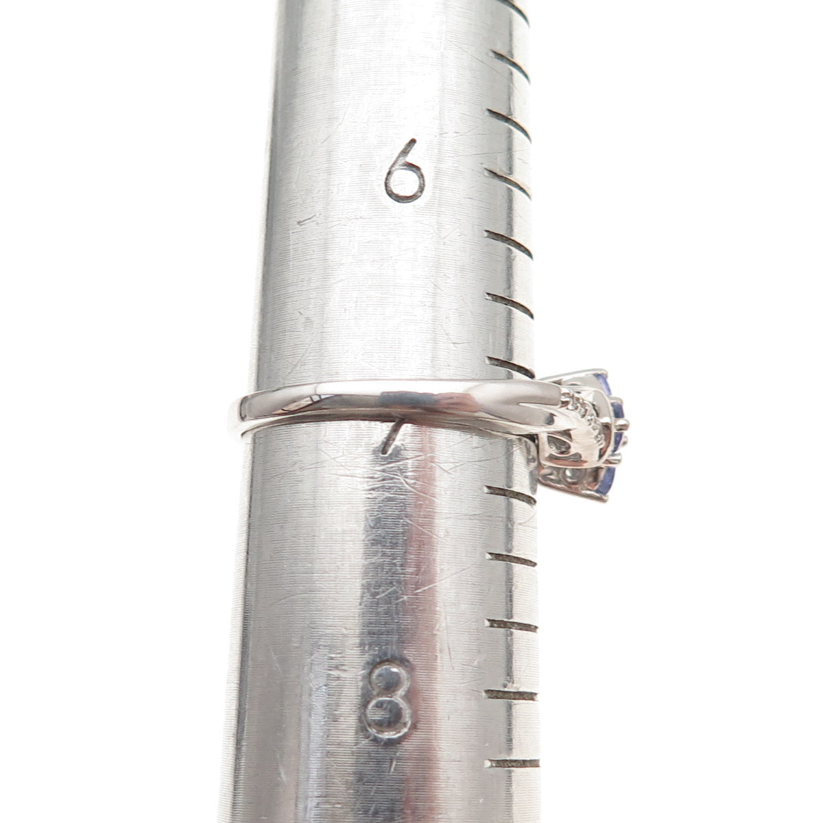 Chuck Clemency 925 Sterling Silver Real Tanzanite & White Topaz Ring Size 7