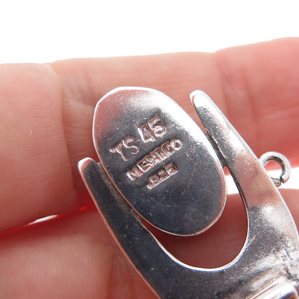 925 Sterling Silver Vintage Mexico Heavy 58.5g Modernist Oxidized Bracelet 6.75"