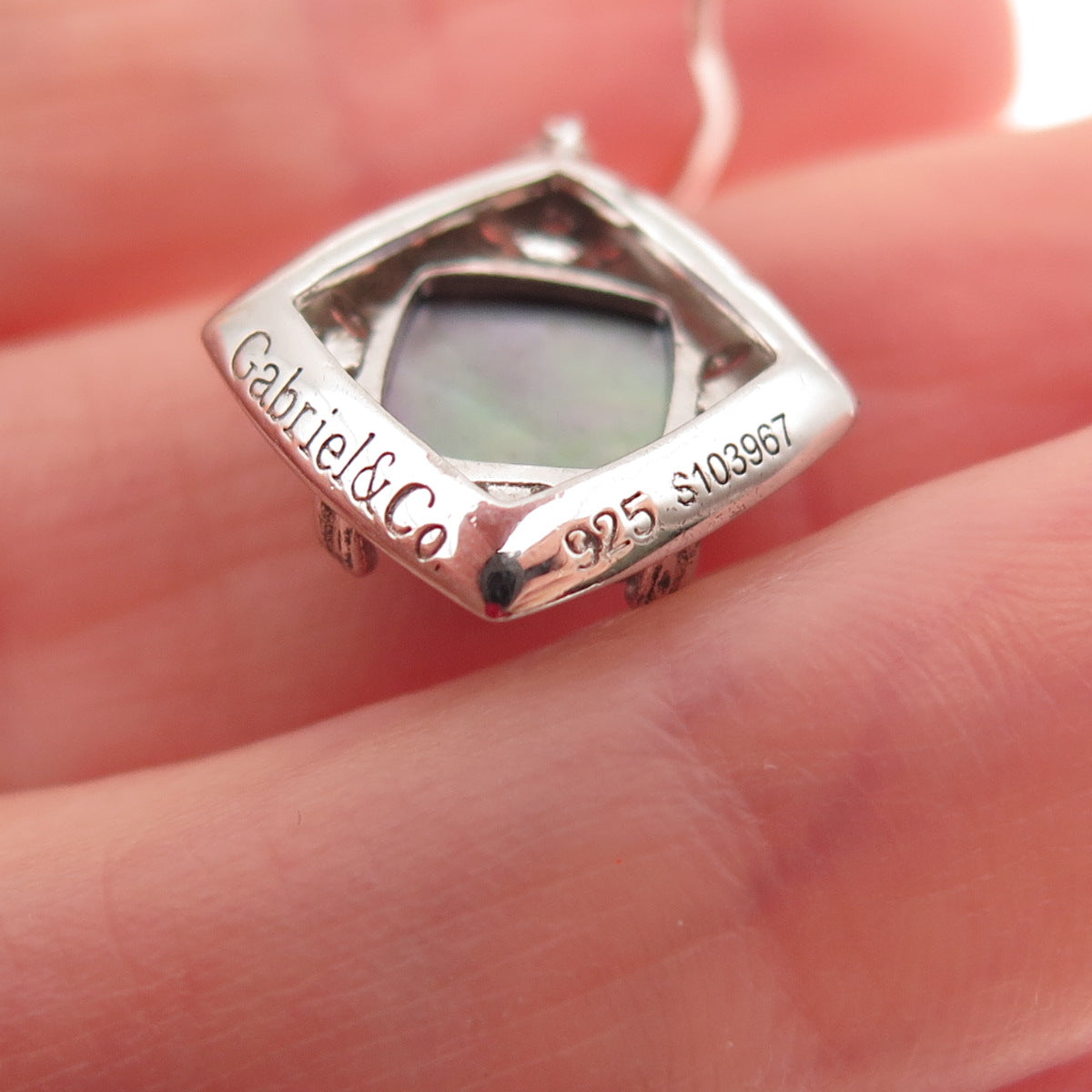 Gabriel & Co. 925 Sterling Silver Real Diamond & Abalone Shell Dangle Earrings