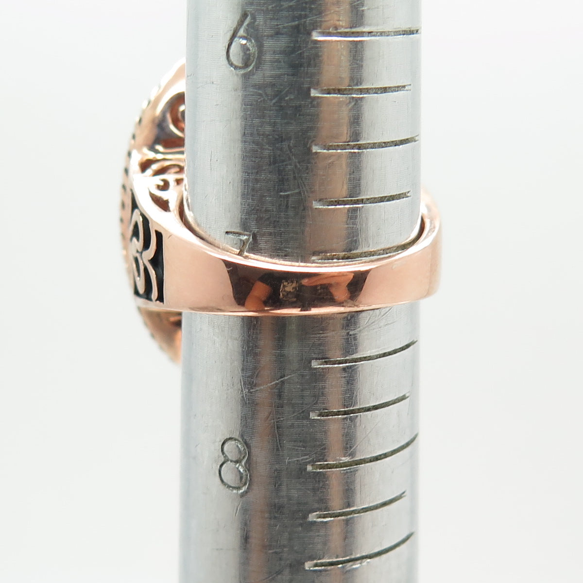 DSMK 925 Sterling Silver Rose Gold Plated Fire Sapphire Statement Ring Size 7.25