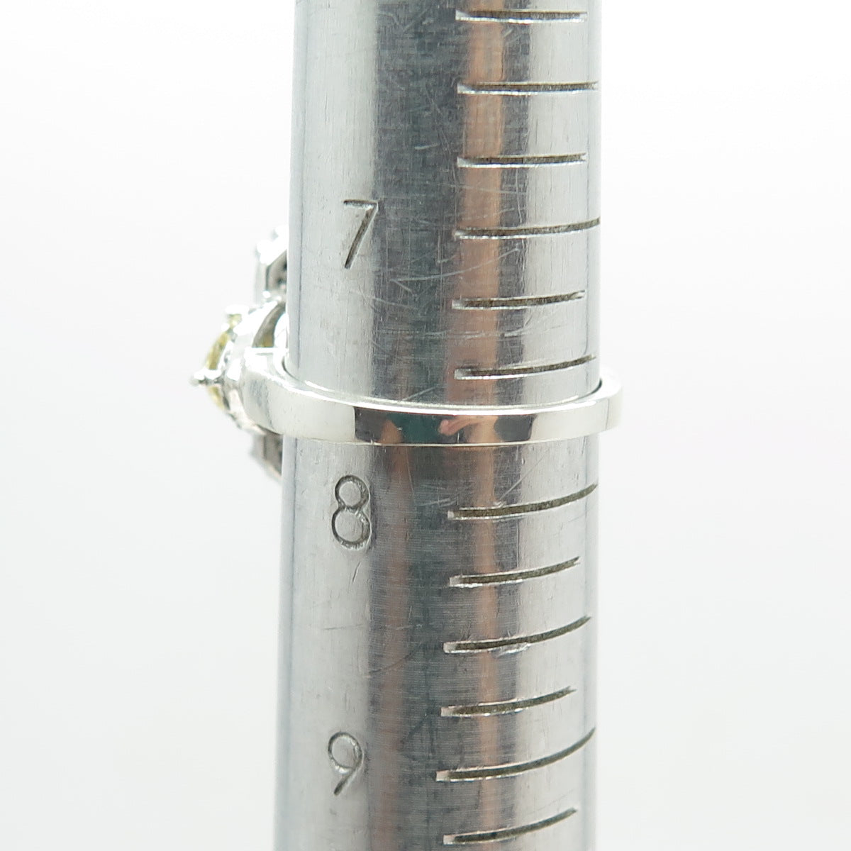 925 Sterling Silver White & Canary C Z Statement Ring Size 7.75