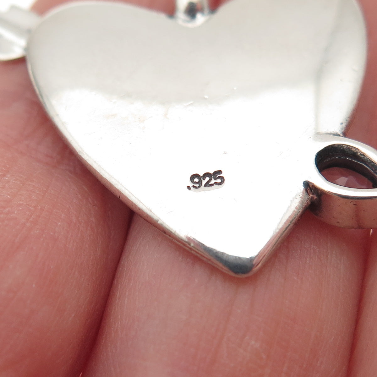 925 Sterling Silver Vintage Real Amethyst Heart & Arrow Charm Pendant