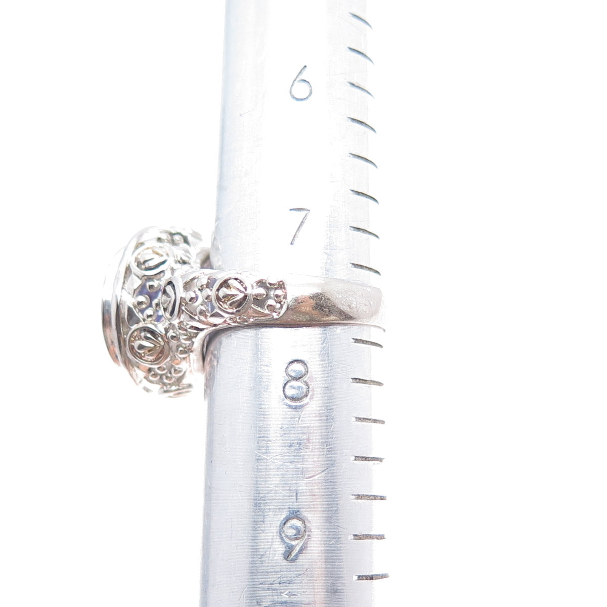 925 Sterling Silver Round-Cut Lavender & White C Z Ring Size 7.75