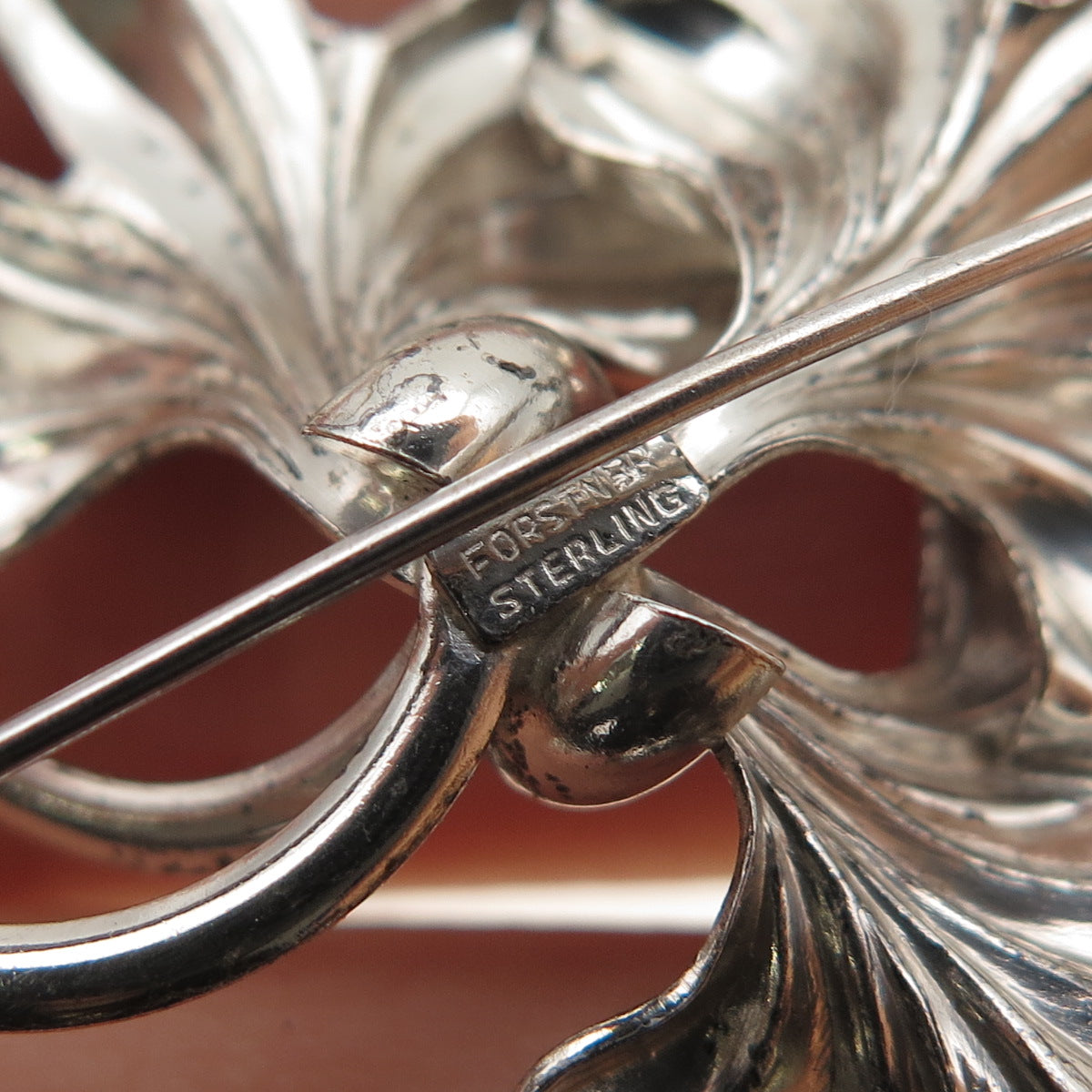 FORSTNER 925 Sterling Silver Antique Art Deco Floral Pin Brooch