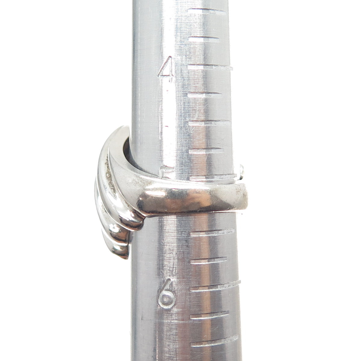 925 Sterling Silver Vintage Modernist Ribbed Ring Size 5.25