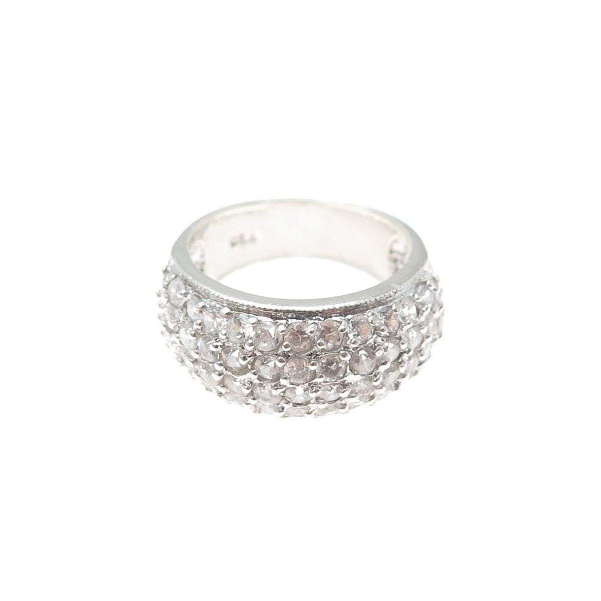 925 Sterling Silver Round-Cut C Z Cluster Ring Size 7