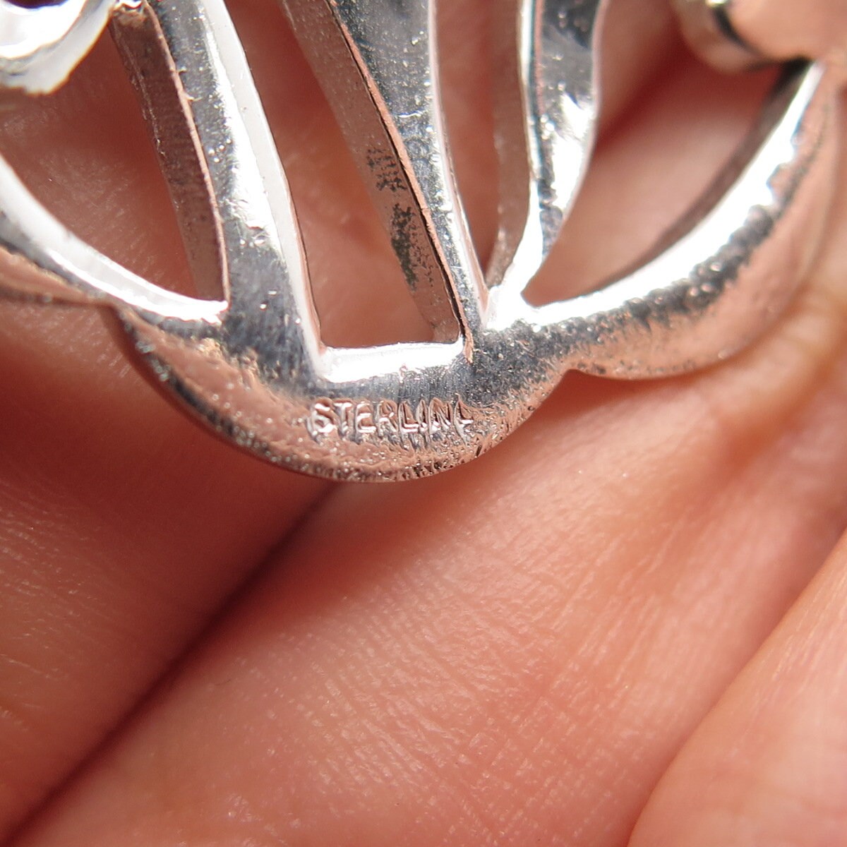 925 Sterling Silver Antique Real Marcasite Gemstone Floral Pin Brooch