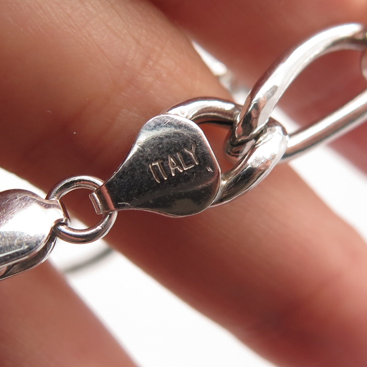 925 Sterling Silver Italy BSI Figaro Link Bracelet 8.5"