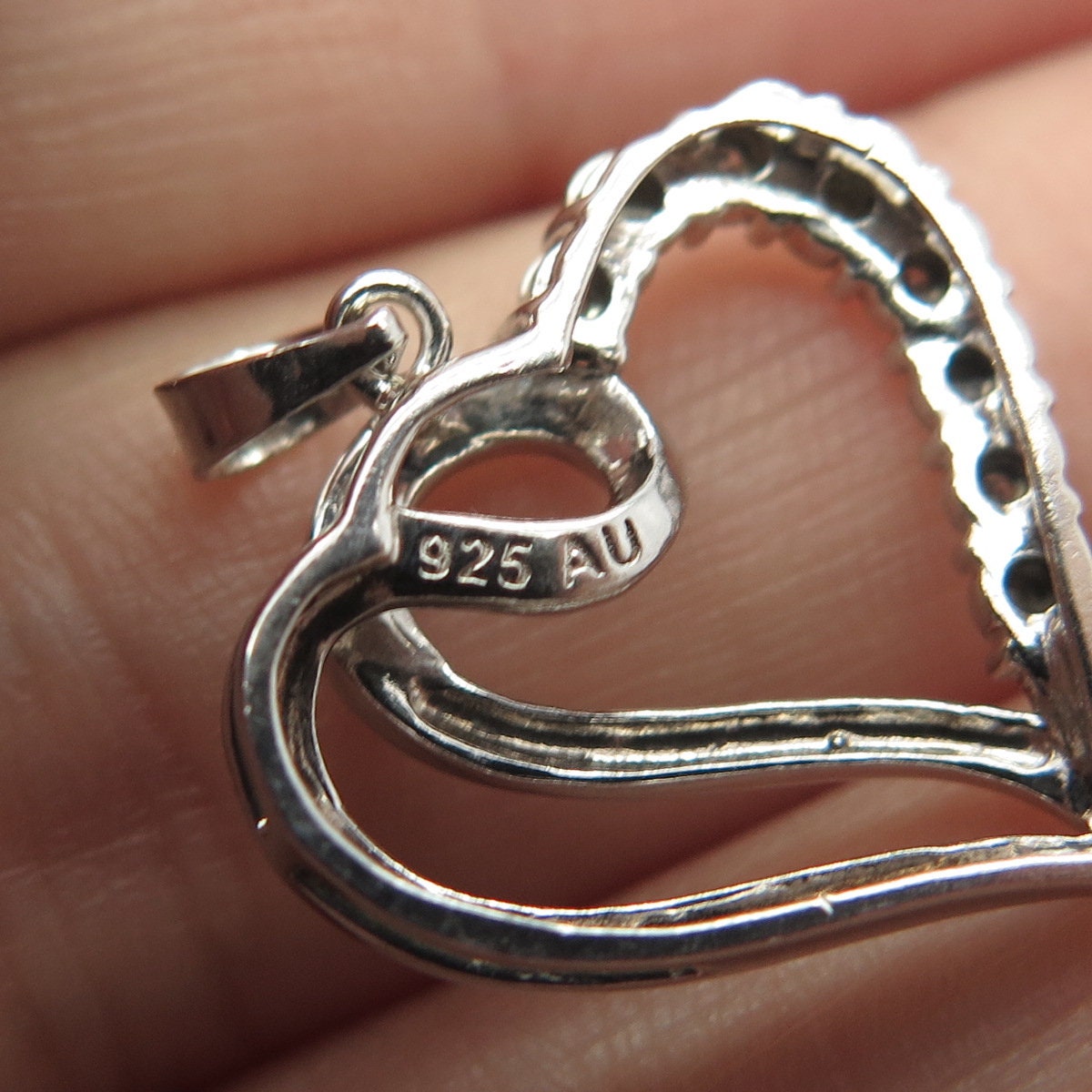 925 Sterling Silver Real Diamond Accent Heart Pendant