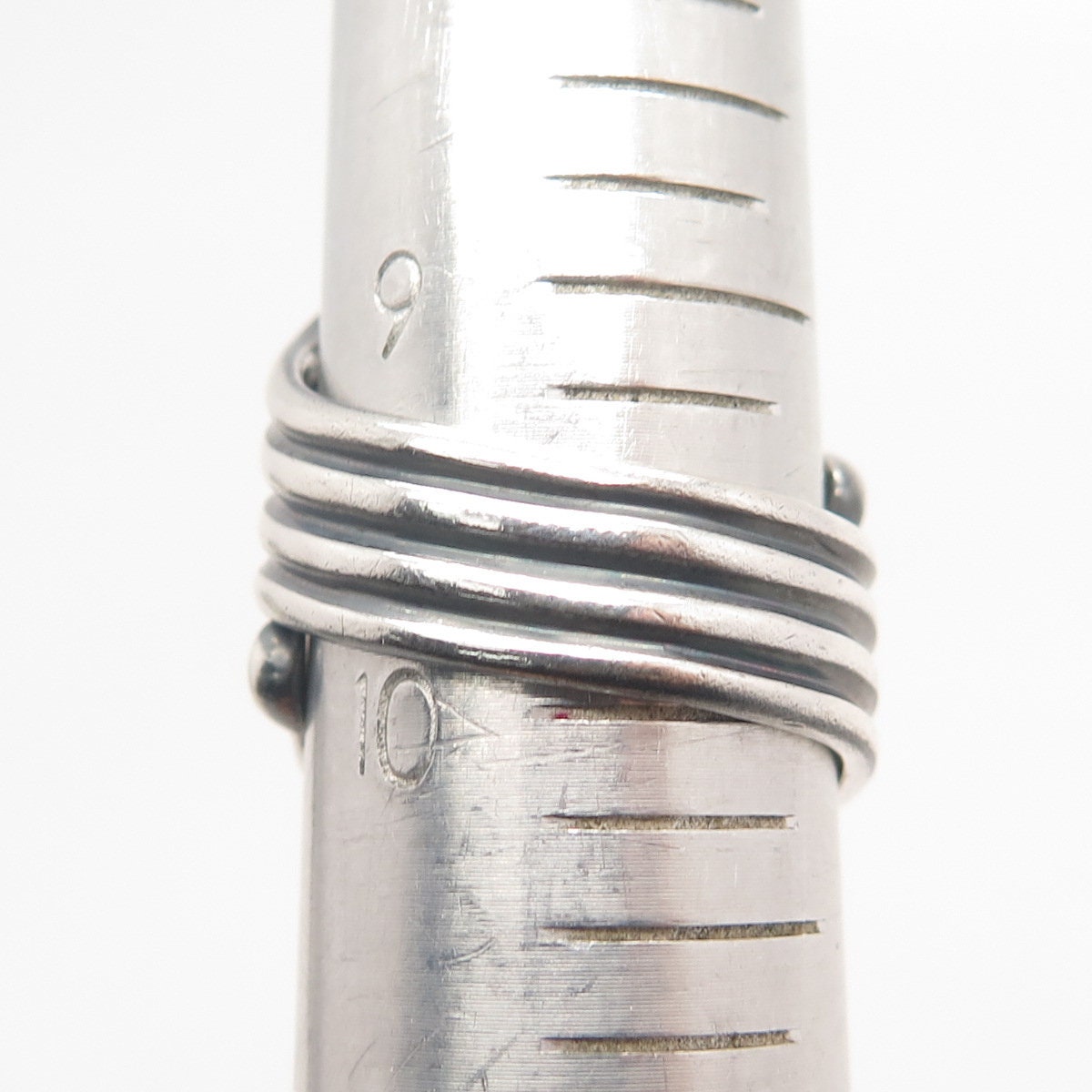 925 Sterling Silver Vintage Bead Wide Ring Size 10